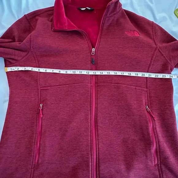 North Face Men's Red Wine Color Full Zip fleece Jacket embroidered logos Sz XL. - Picture 7 of 11